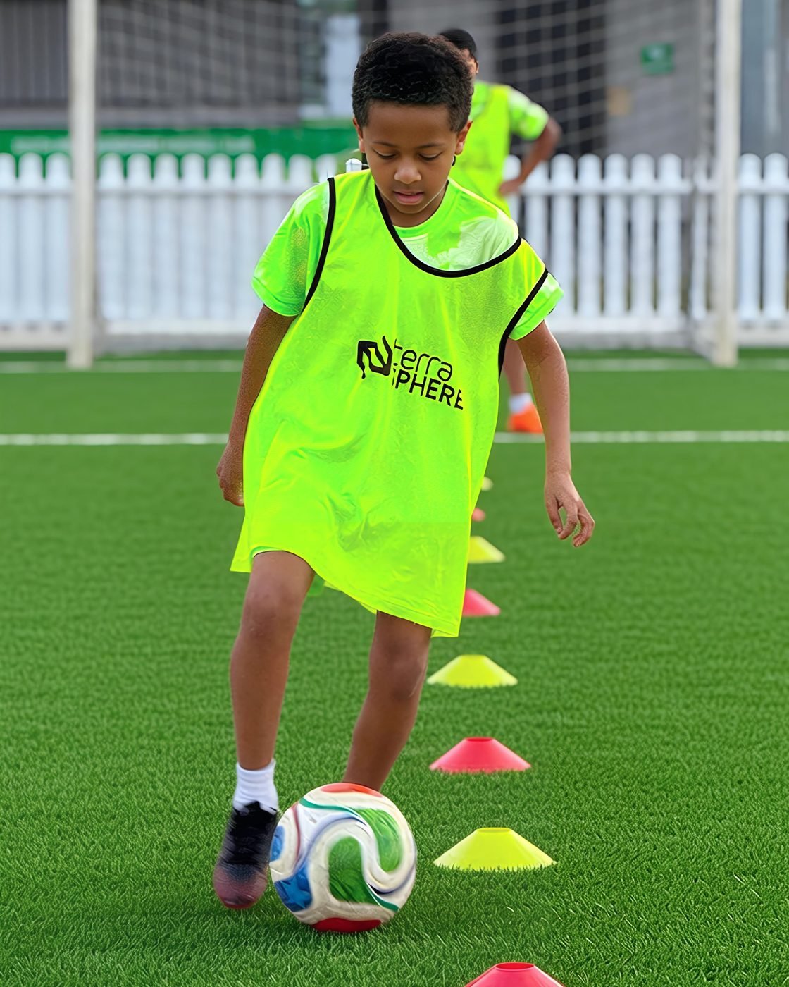 Player working on close ball control through a line of cones